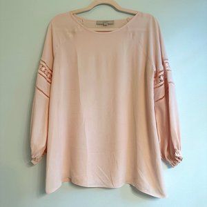 Loft Blush Pink Long Sleeve Tunic Blouse, Size Small